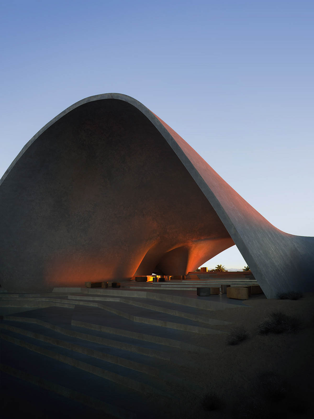 Oppenheim Architecture completes Ayla Golf Academy with wavy roofs in deserted landscape of Jordan