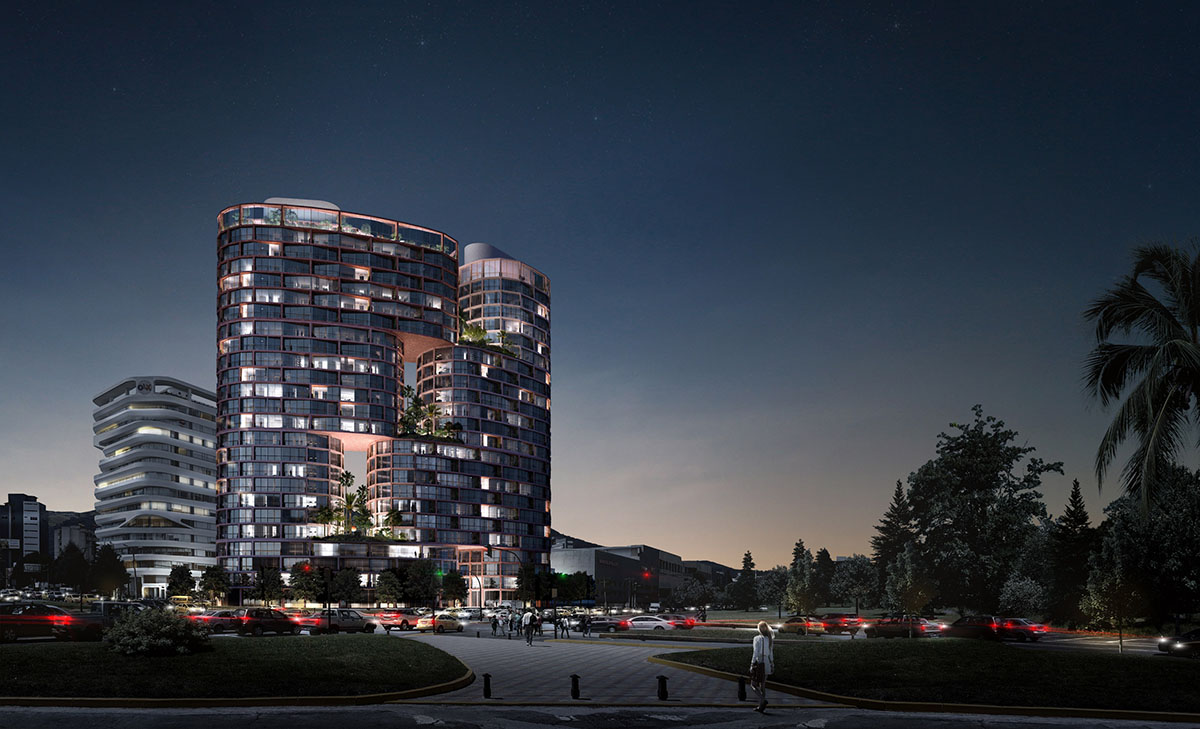 BIG designs earthy-colored and rounded tower in Ecuador