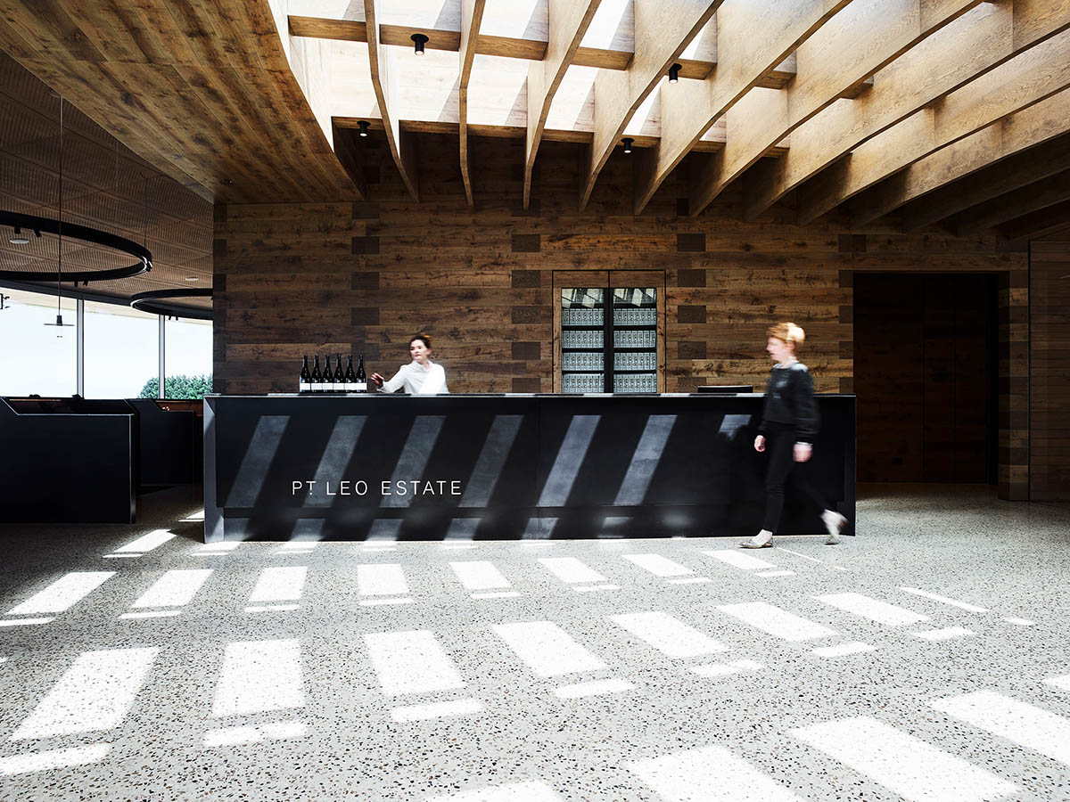 Jolson Architecture and Interiors completes Pt. Leo Estate Winery with sculptural walls in Australia
