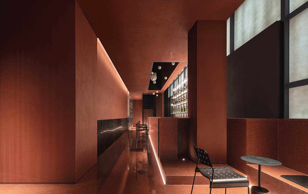 Coloratus Bar by Soong Lab+ clad in bold red color to stimulate wild energy in Beijing