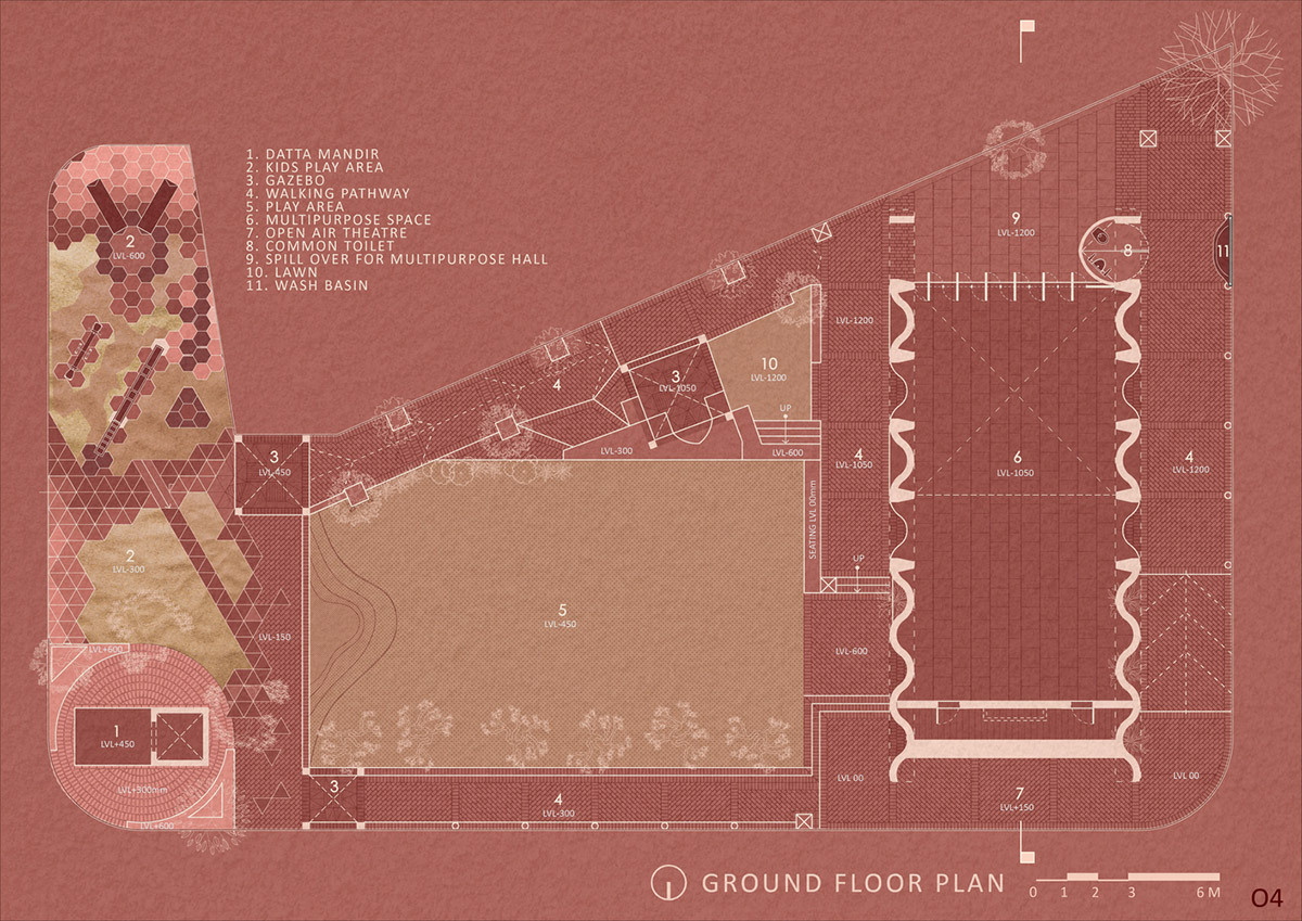 PMA madhushala's community center features undulating and artistic brick walls in Pune