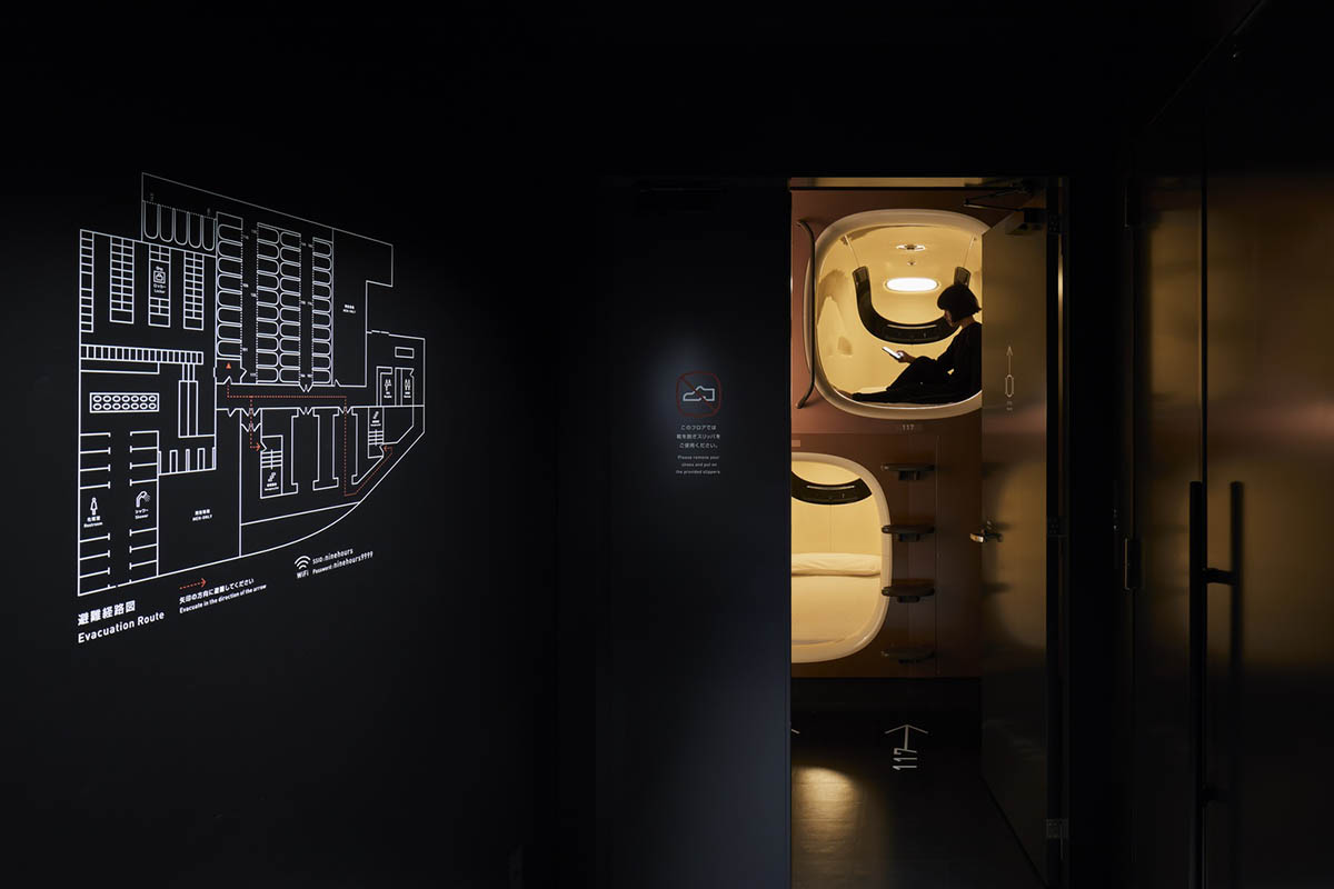 Naruse Inokuma Architects reinvents capsule hotel experience with more functionality in this hotel