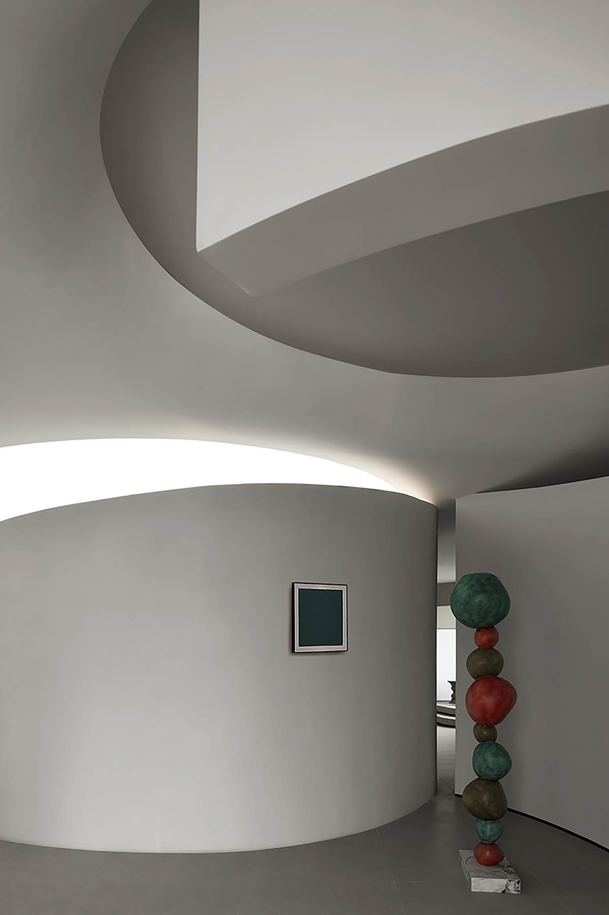 Exhibition hall interiors in China feature unconstrained flowing wall evoking