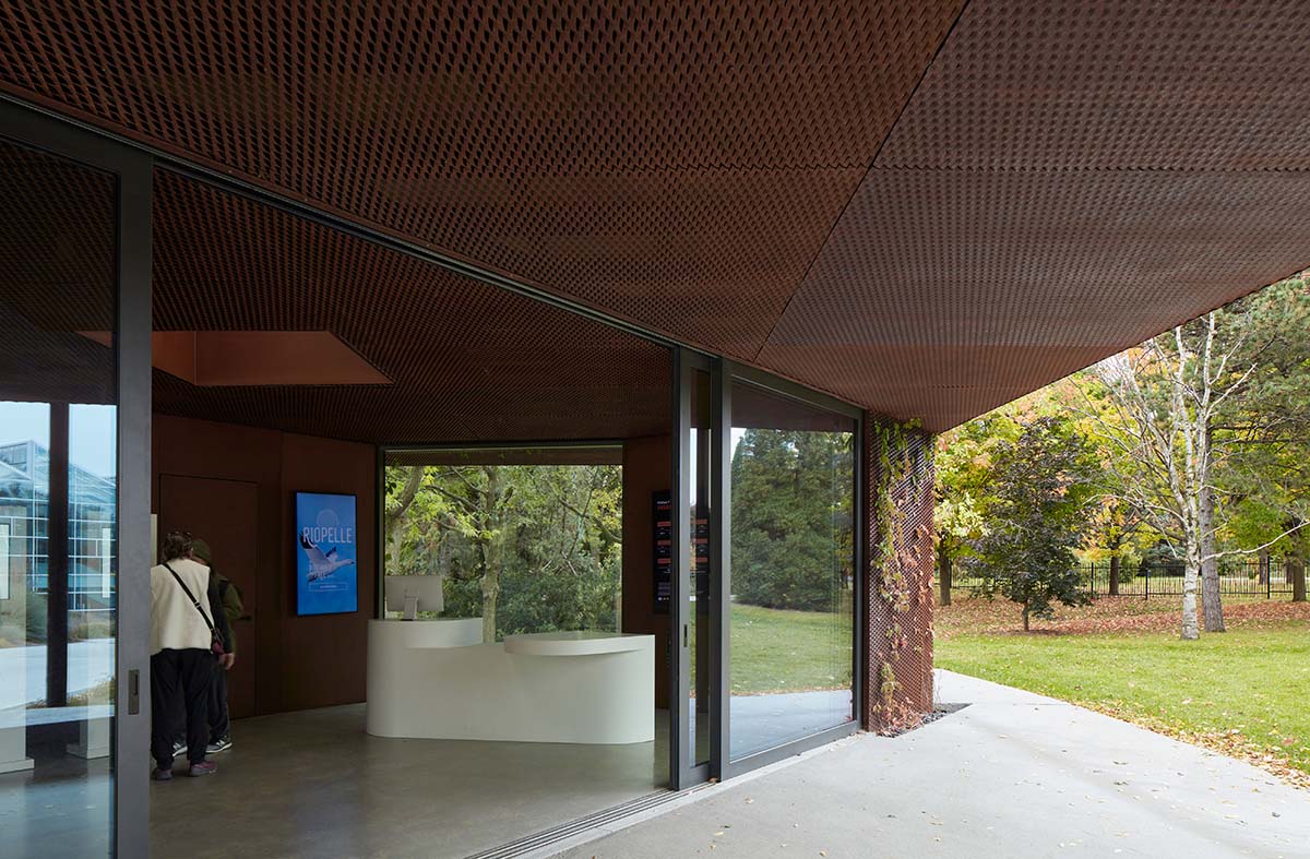 Corten steel pavilion by Pelletier de Fontenay plays with two geometries in Montreal