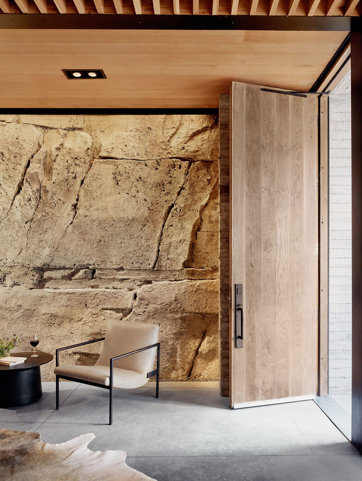 Clayton Korte creates private wine cave embedded into native landscape of Texas hillside