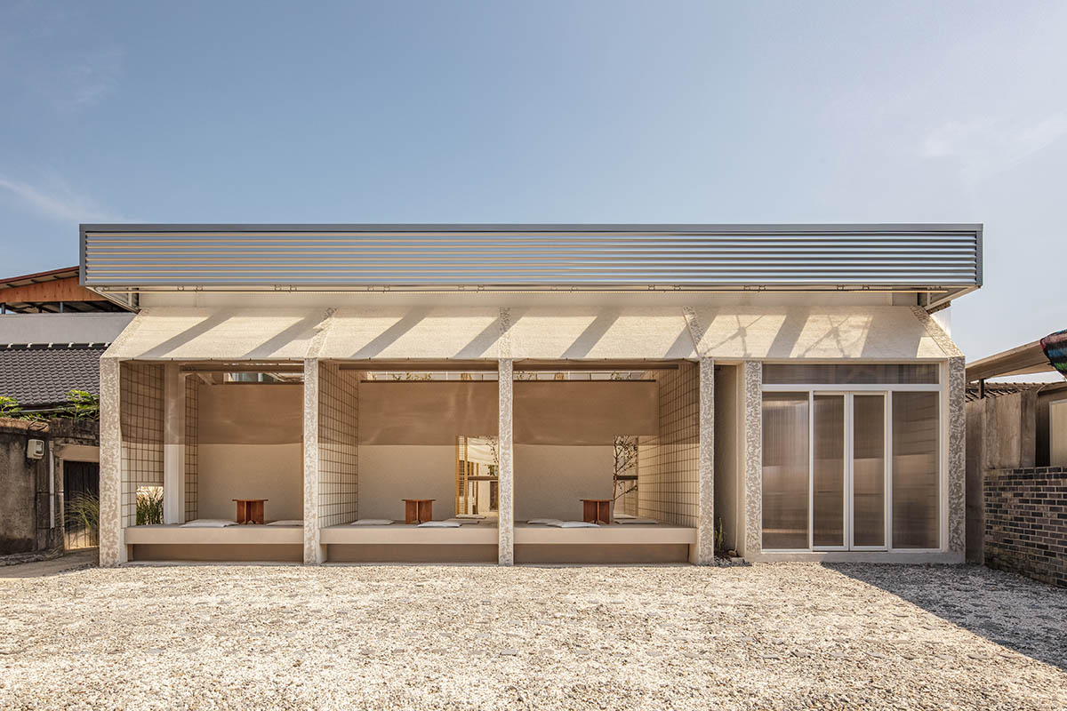 one-aftr converts old factory buildings into a fragmented cafe in South Korea