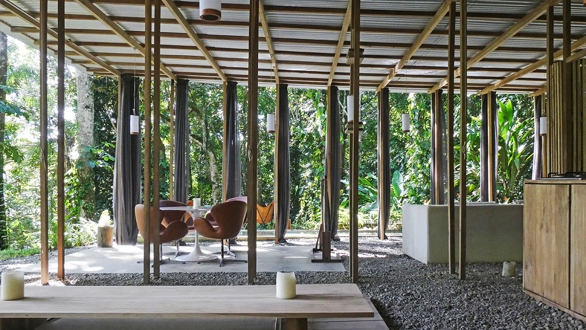 Open Jungle House by Ksymena Borczynska is wrapped by curtains and in Costa Rica 