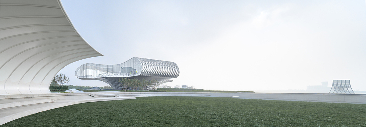 Lacime Architects creates wavy and floating Shimao-The Wave Showroom in Tianjin, China