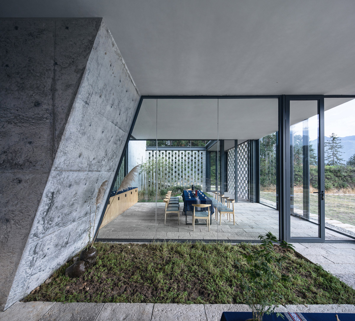 Eight diagonal light tubes are protruding from tea house to grasp prolonged sunlight hours by DnA