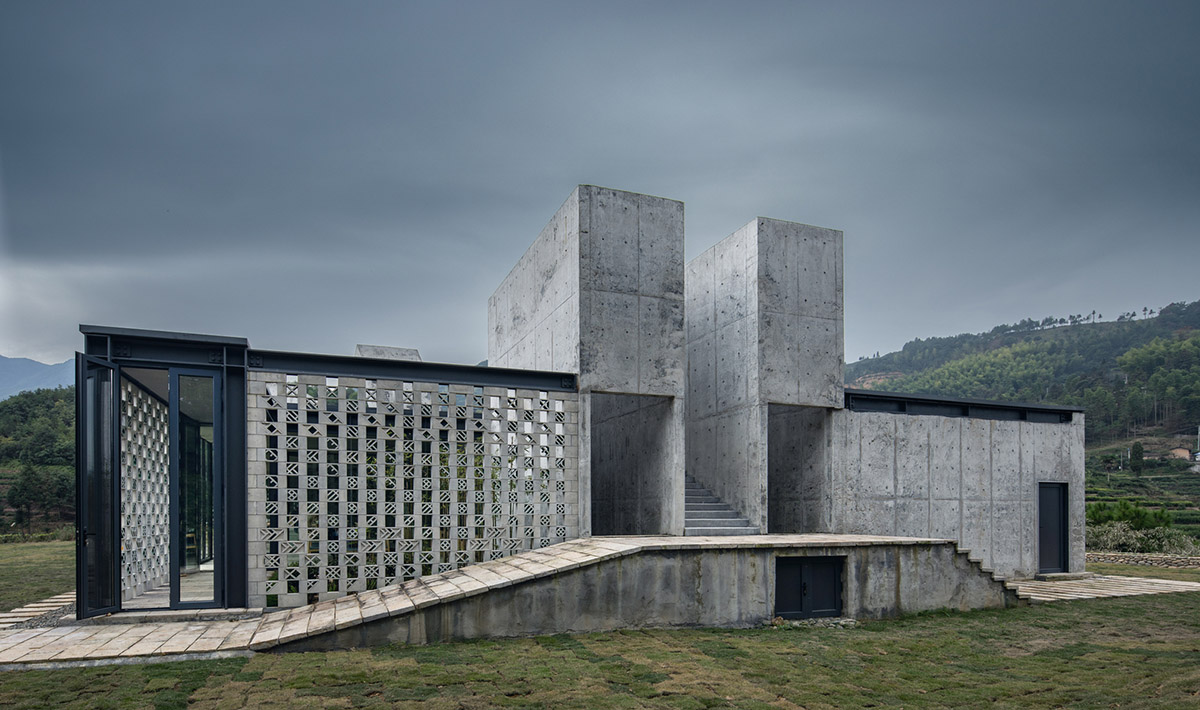 Eight diagonal light tubes are protruding from tea house to grasp prolonged sunlight hours by DnA