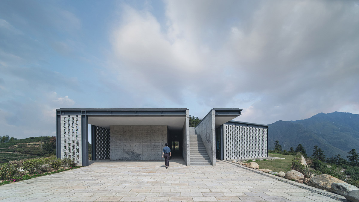 Eight diagonal light tubes are protruding from tea house to grasp prolonged sunlight hours by DnA