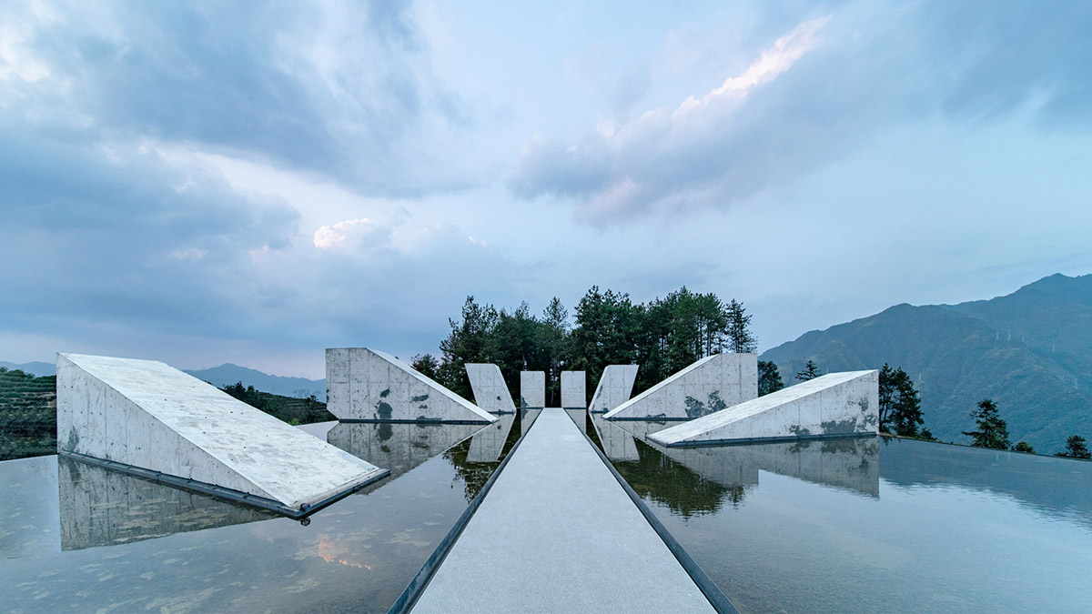 Eight diagonal light tubes are protruding from tea house to grasp prolonged sunlight hours by DnA