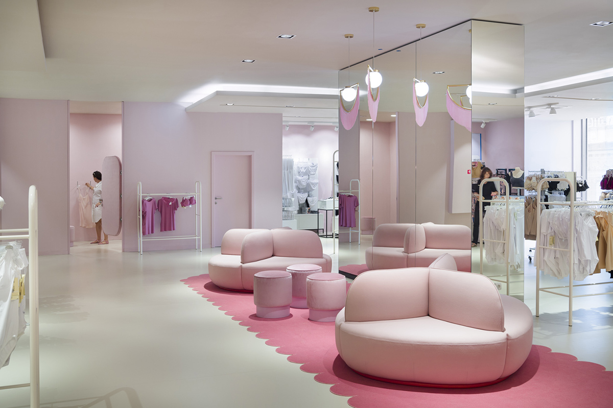 AKSL created pinkish interiors for lingerie store intensifying feminine ...