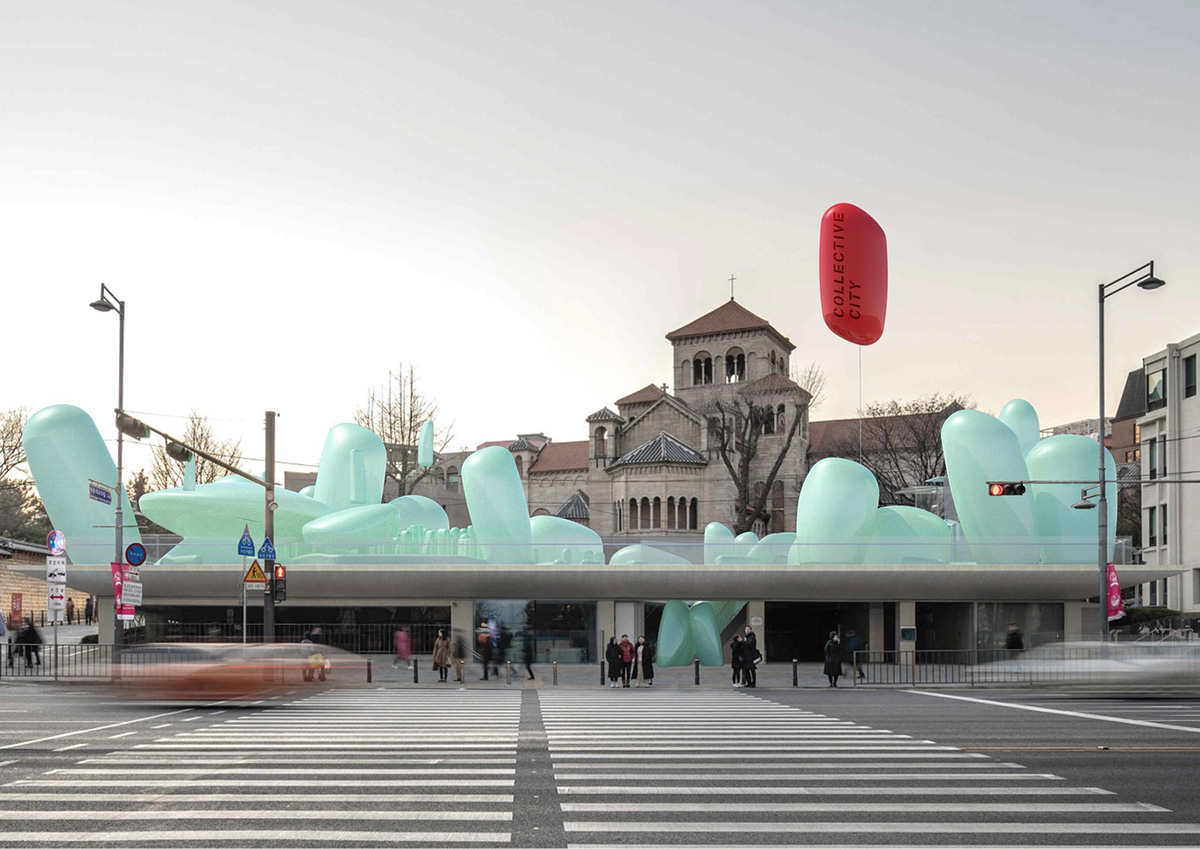 SKNYPL Reinterprets Korean Garden With Many Inflatables ETFE in Seoul