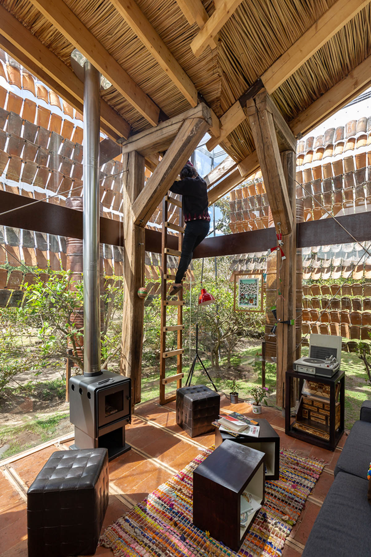 Daniel Moreno Flores creates welcoming screen with hanging tiles to mark this house in Ecuador