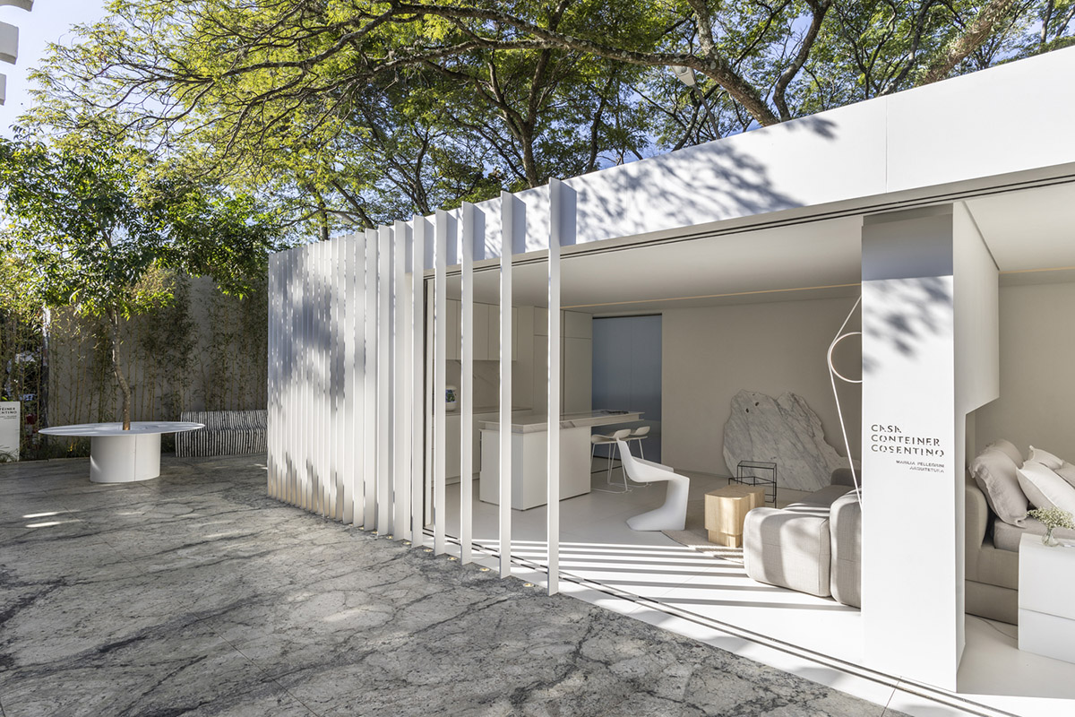 Marilia Pellegrini transforms old shipping containers into a modern micro home with clean finishes