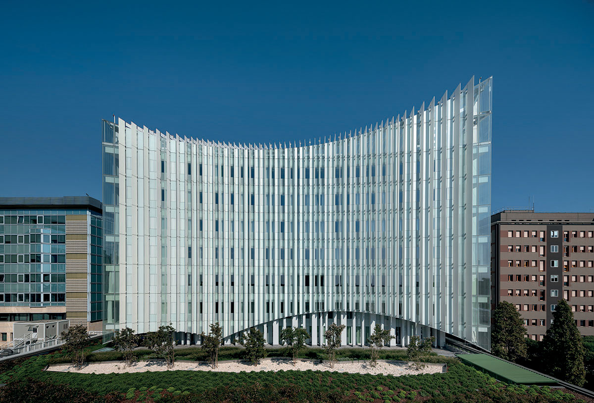 Mario Cucinella Architects wraps hospital with ceramic louvres resembling  iceberg in Milan