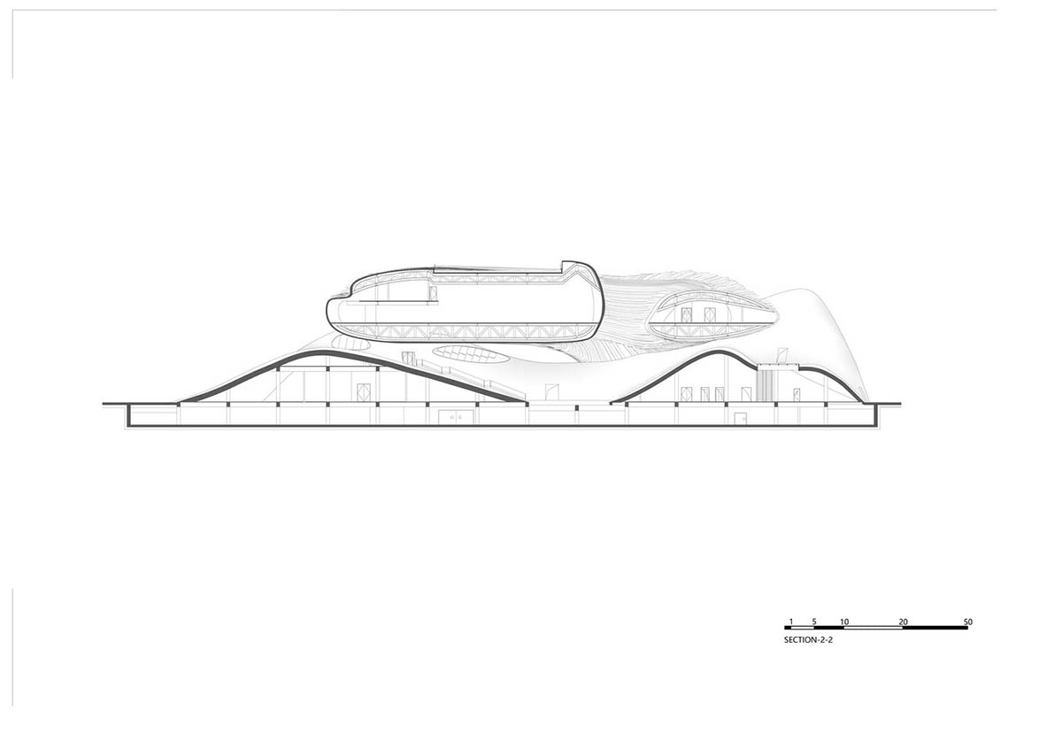 CROX's super smooth Liyang Museum sits on undulating hills as part of the nature in Changzhou