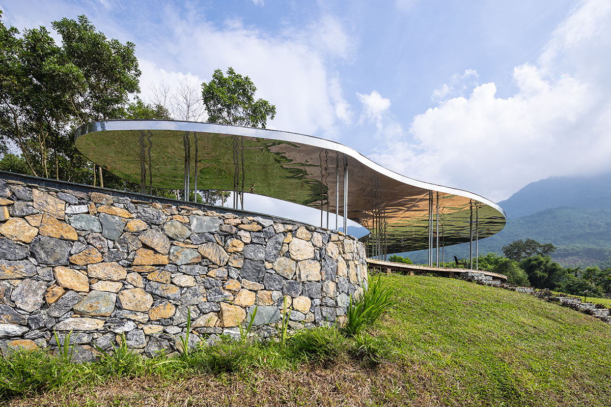 Idee architects creates sinuous and reflective canopy for Quin Pavilion on Hanoi hills