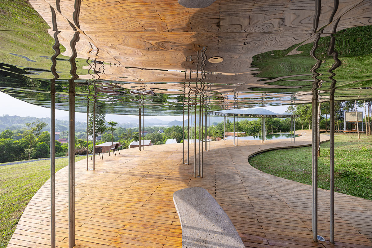 Idee architects creates sinuous and reflective canopy for Quin Pavilion on Hanoi hills