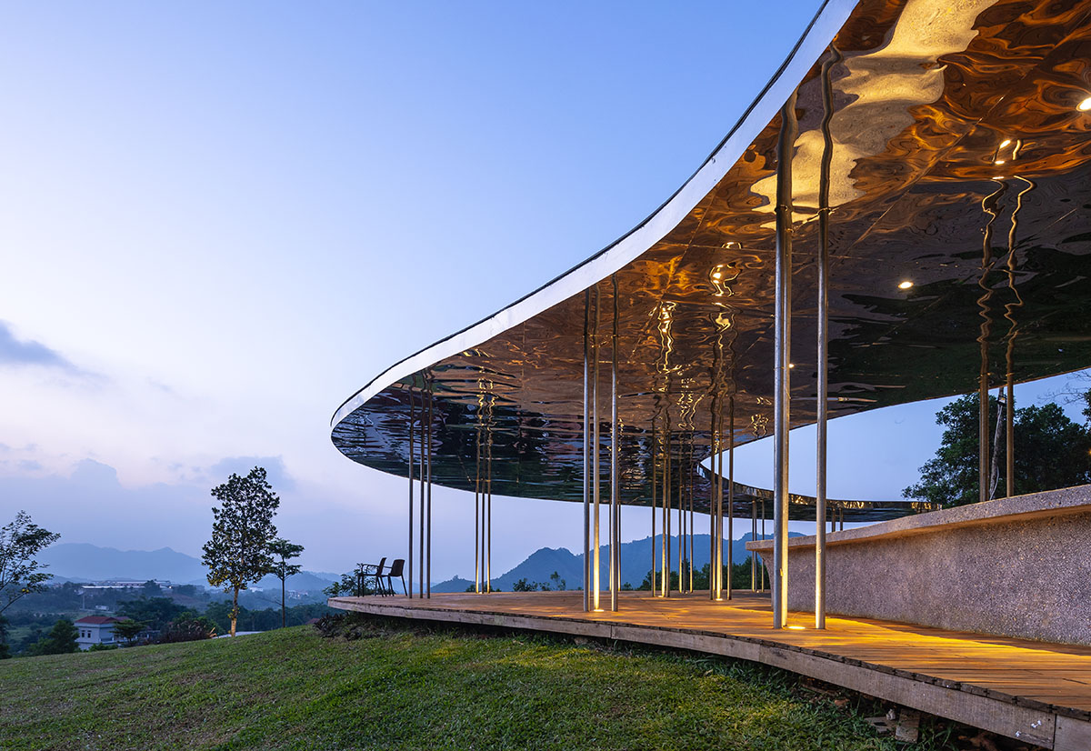 Idee architects creates sinuous and reflective canopy for Quin Pavilion on Hanoi hills