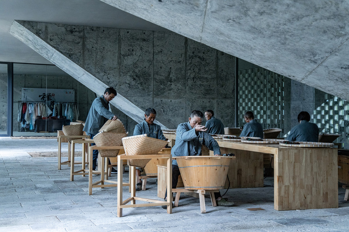 Eight diagonal light tubes are protruding from tea house to grasp prolonged sunlight hours by DnA