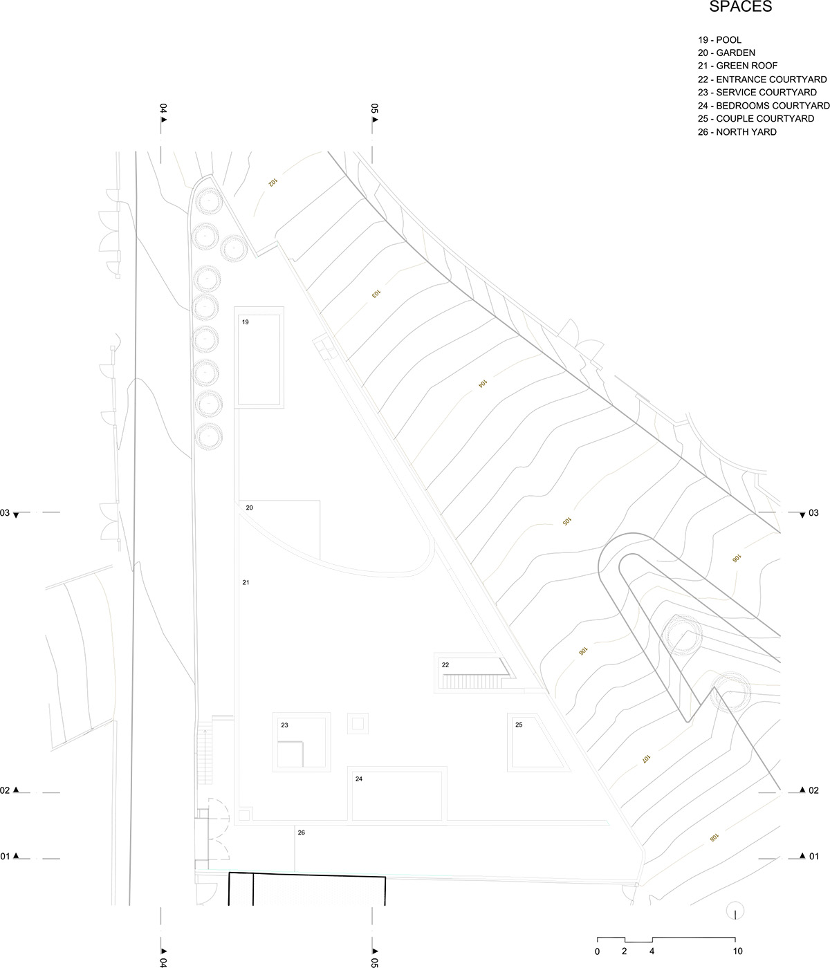 NOARQ designs smooth curvy-roof for Portuguese house to adapt to topography and create courtyards