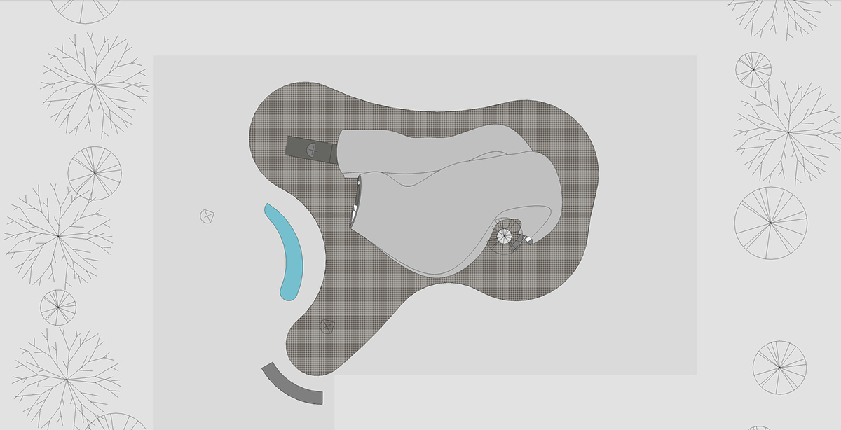 Super small cave-like art gallery by FCC Arquitectura built on lush green in Portugal