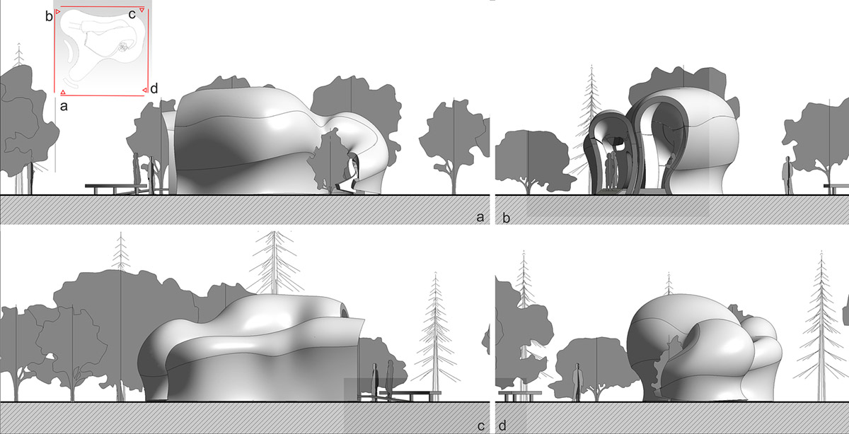 Super small cave-like art gallery by FCC Arquitectura built on lush green in Portugal