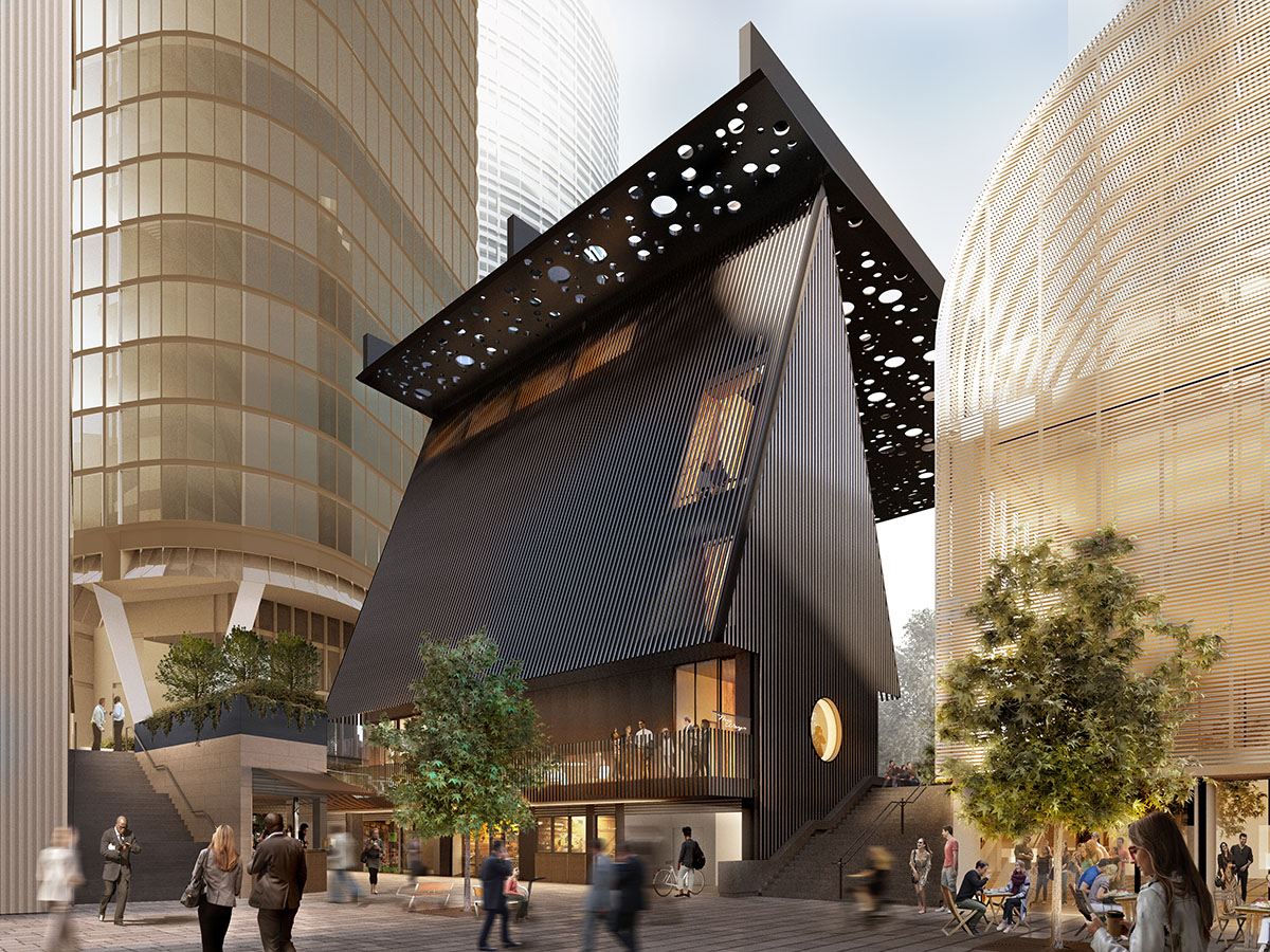 Adjaye Associates and Daniel Boyd reveal new Sydney Plaza with perforated black canopy