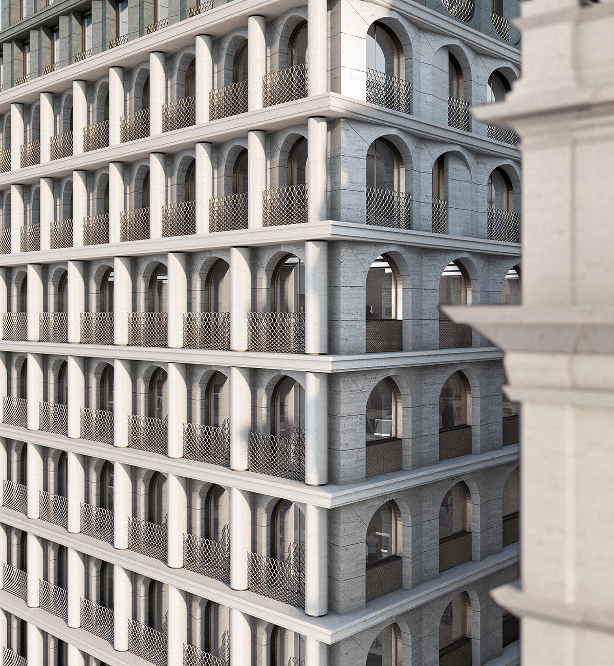 Adjaye Associates’ arch-motif and colonnaded mixed-use building gets planning permission for London