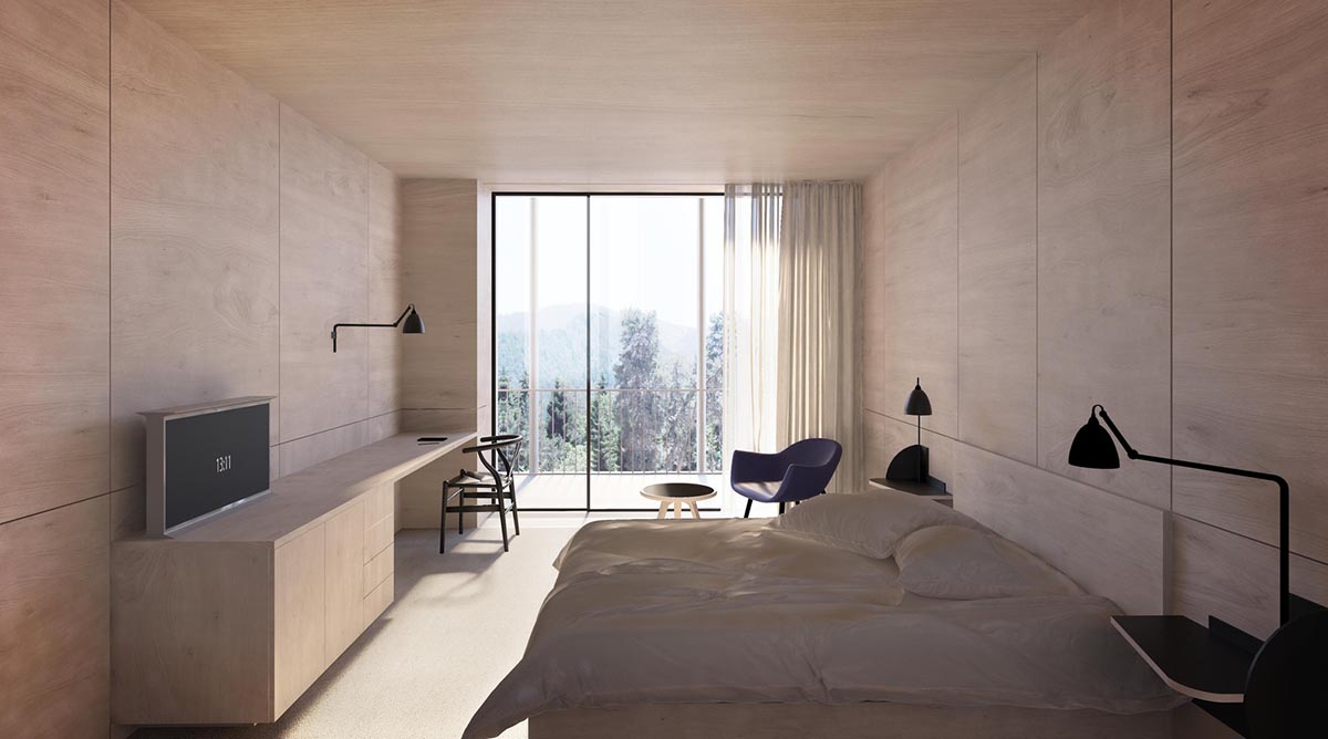 Henning Larsen Architects releases New Images For Striped Spa Hotel in the Georgian Mountains