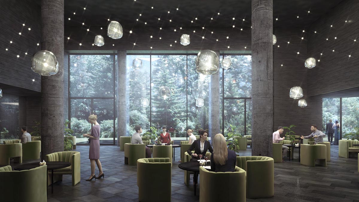 Henning Larsen Architects releases New Images For Striped Spa Hotel in the Georgian Mountains