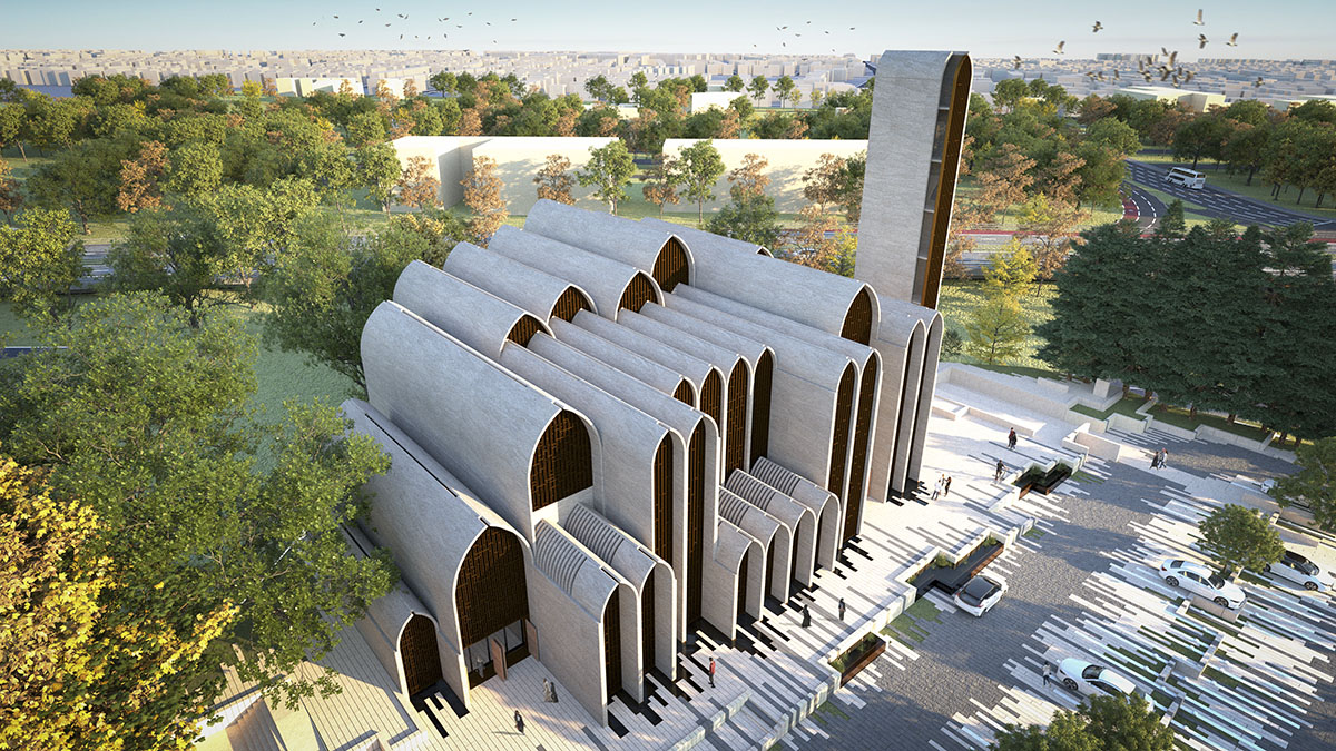 Aidia Studio proposes a mosque made of pointed-arch vaults in Preston