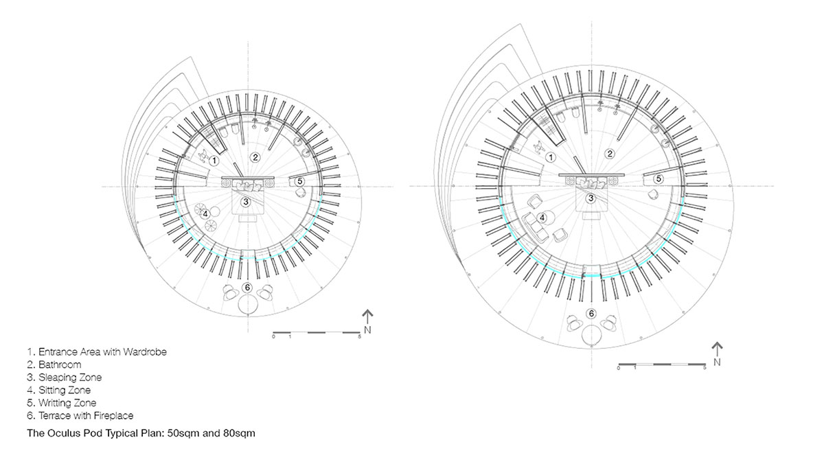 AIDIA STUDIO unveils proposal for rustic luxury cabin dressed with radial shading panels in Abu Dhabi
