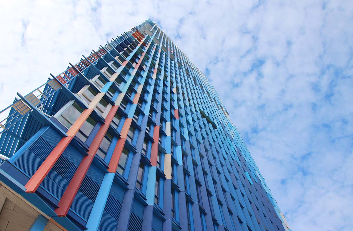 Jean Nouvel uses shades of blue, white and red in his skyscraper in Marseille
