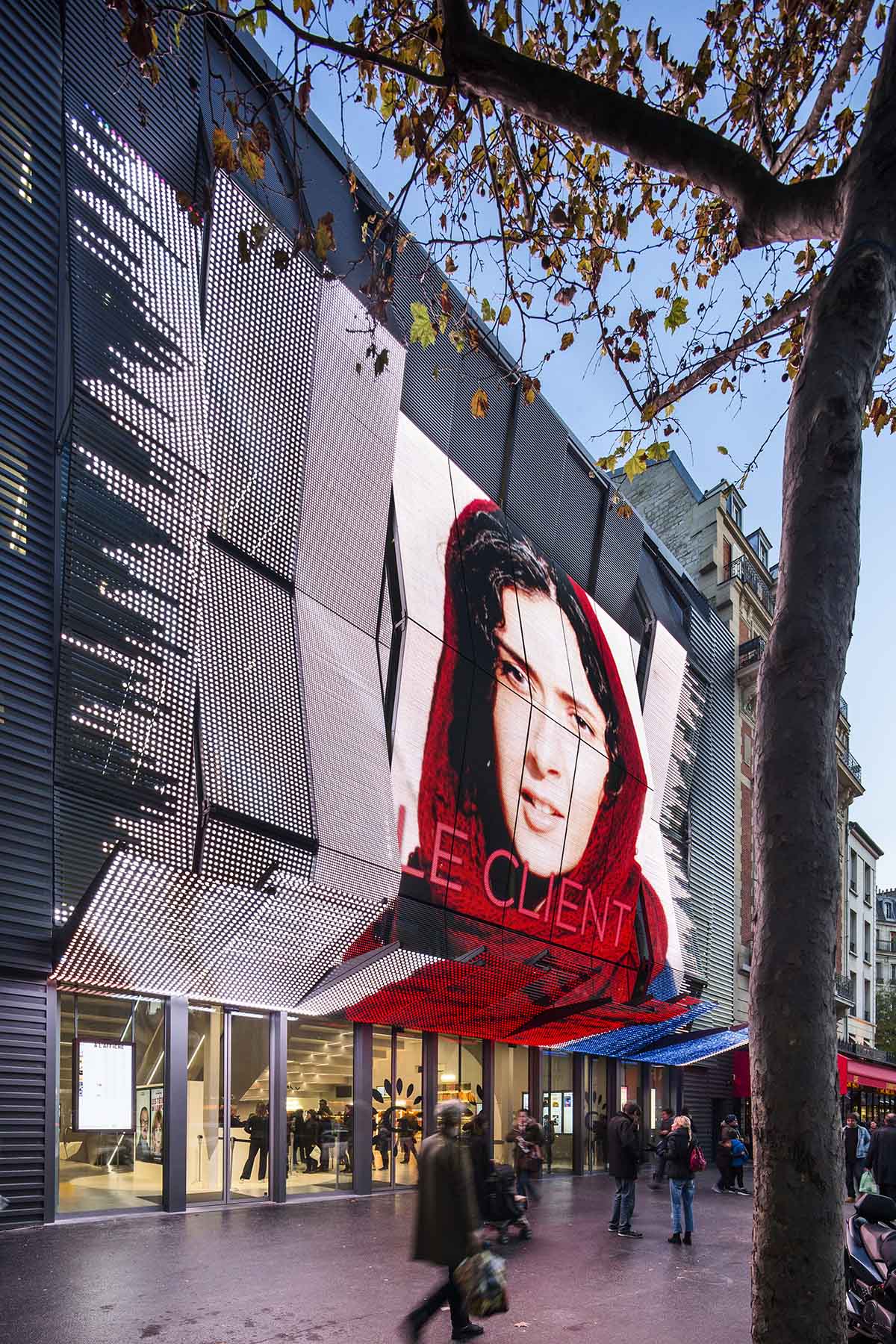 Manuelle Gautrand showcases films on the folded interactive screen for Paris’ historic building