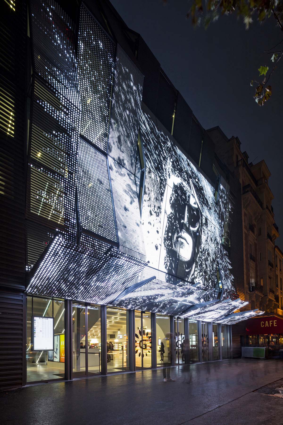 Manuelle Gautrand showcases films on the folded interactive screen for Paris’ historic building