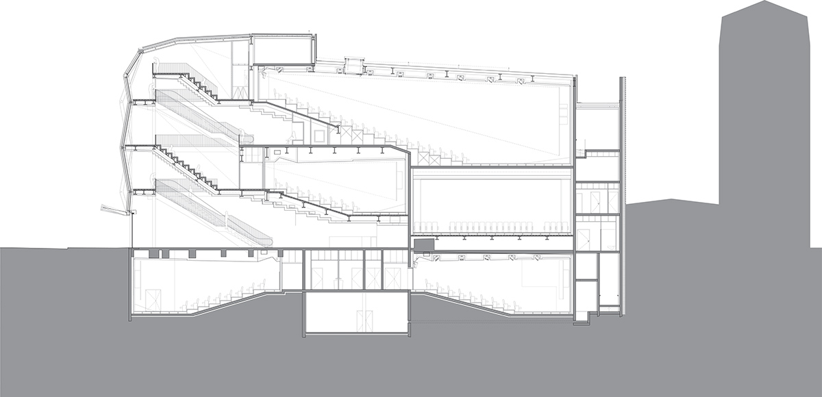 Manuelle Gautrand showcases films on the folded interactive screen for Paris’ historic building