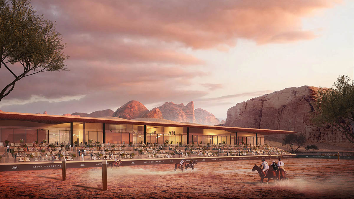 AECOM reveals equestrian village with low-lying and sand-colored units in AlUla desert 