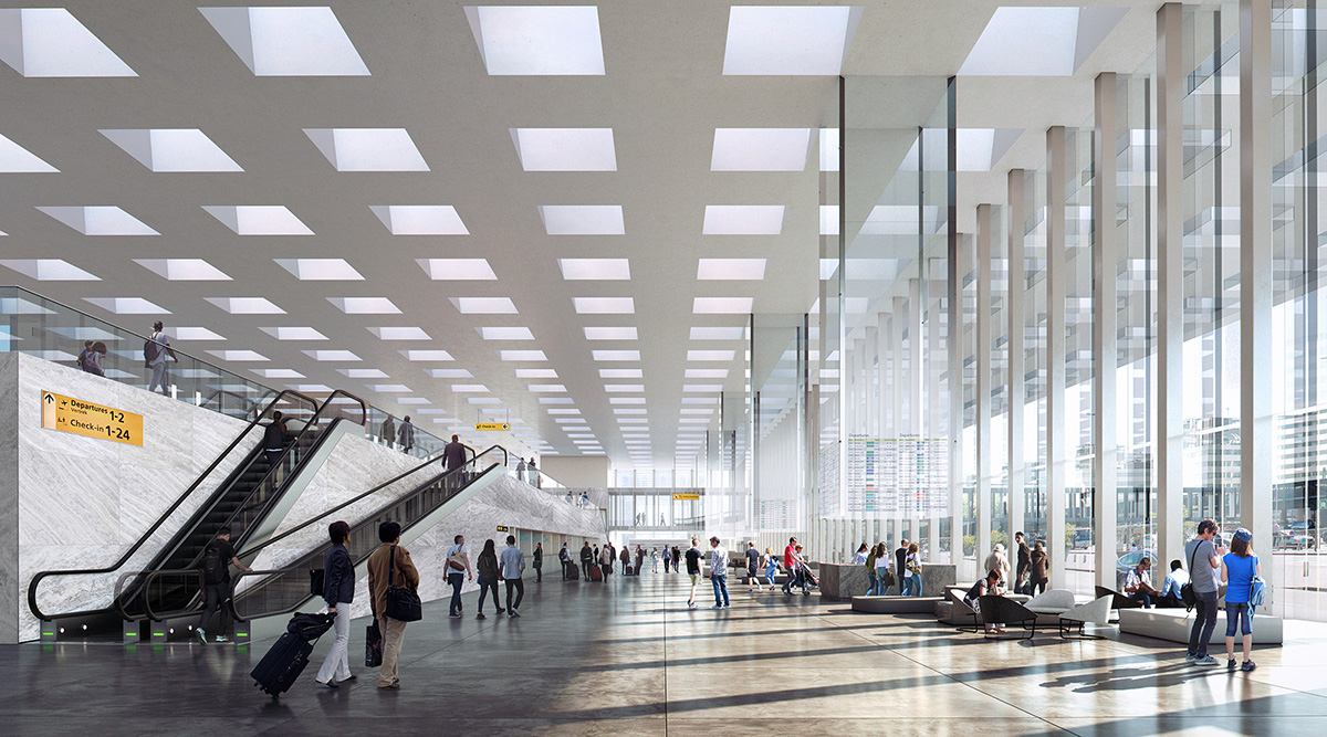 KAAN Architecten unveils images for fully-glazed Amsterdam Airport Schiphol Terminal