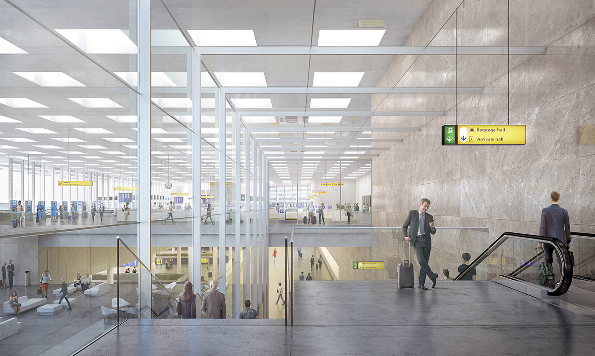 KAAN Architecten unveils images for fully-glazed Amsterdam Airport Schiphol Terminal