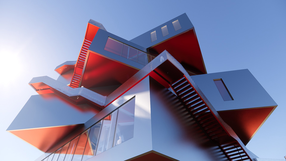 MVRDV's experience center features stack of five rotated exhibition spaces on the Port of Rotterdam