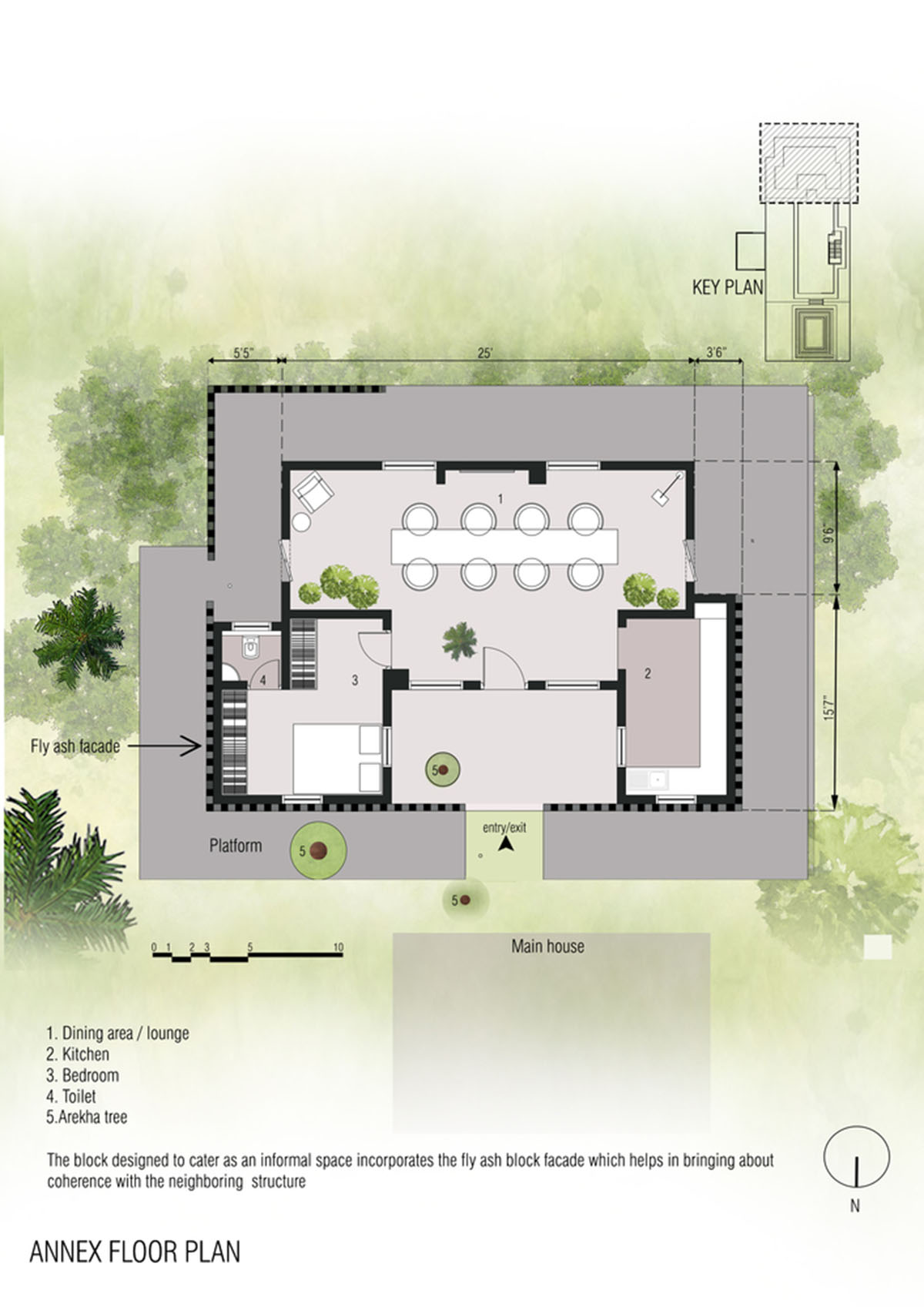 Parallax designs black weekend house raised on slender stilts within coconut trees in Bangalore