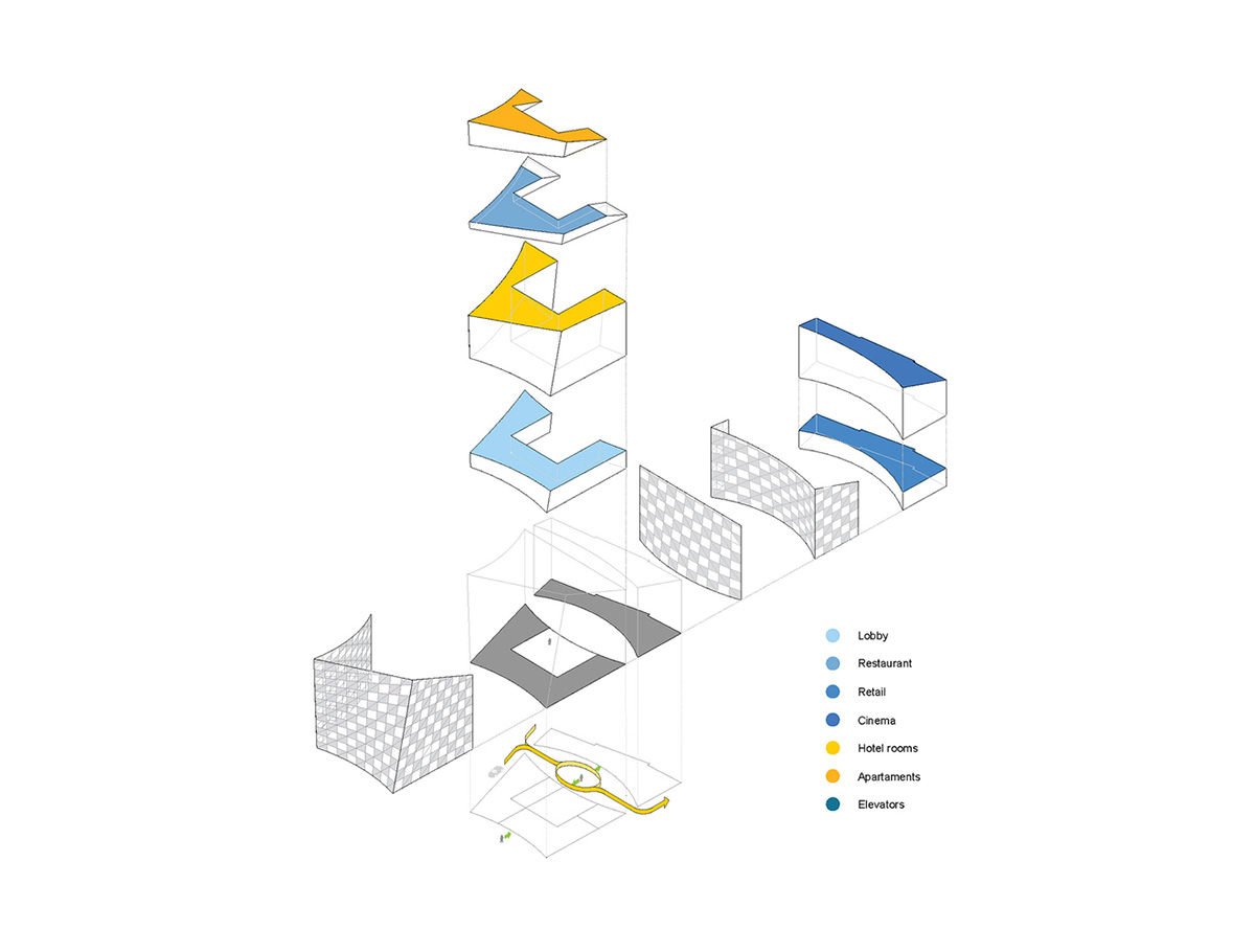 AQSO Arquitectos proposes hotel featuring checkerboard facade to be a landmark in East London