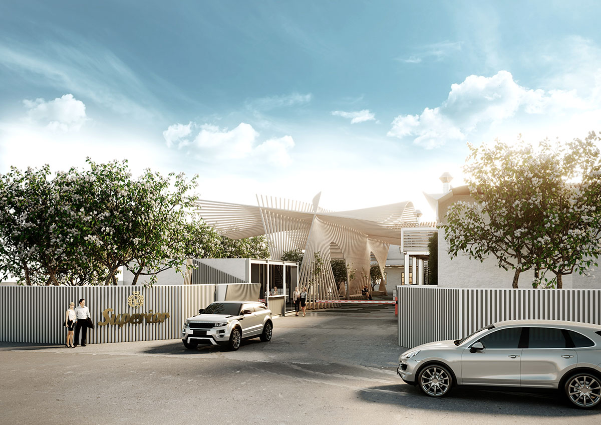 AQUILIALBERG ARCHITECTS unveils images for wavy outdoor installation for Tannery Superior