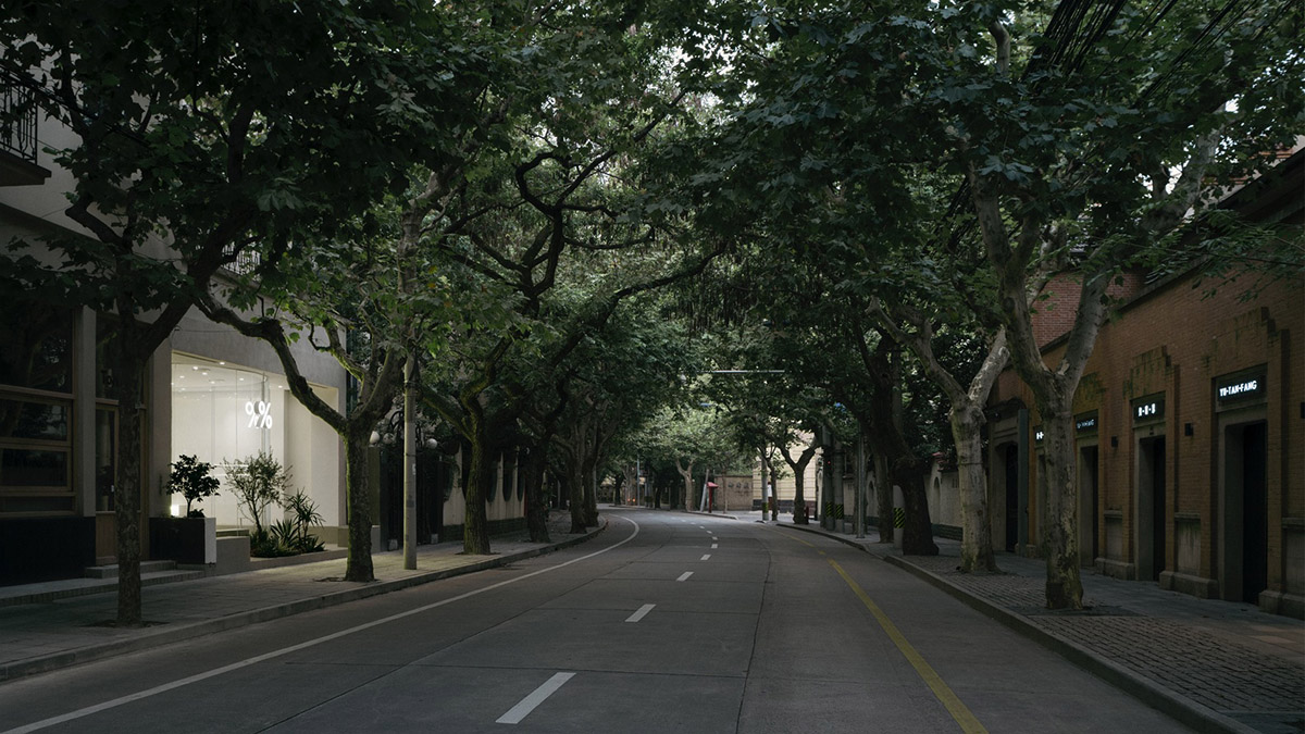 B.l.U.E. Architecture Studio designs this minimal coffee shop with glass frontage in Shanghai