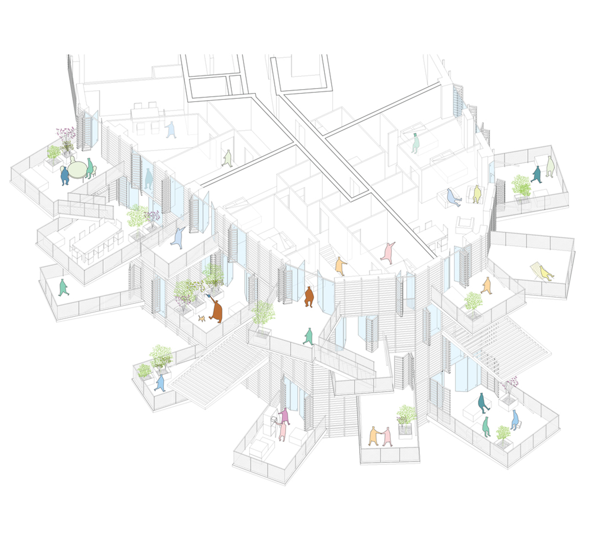 Sou Fujimoto built a tree-like residential tower with protruding balconies that branch off the trunk