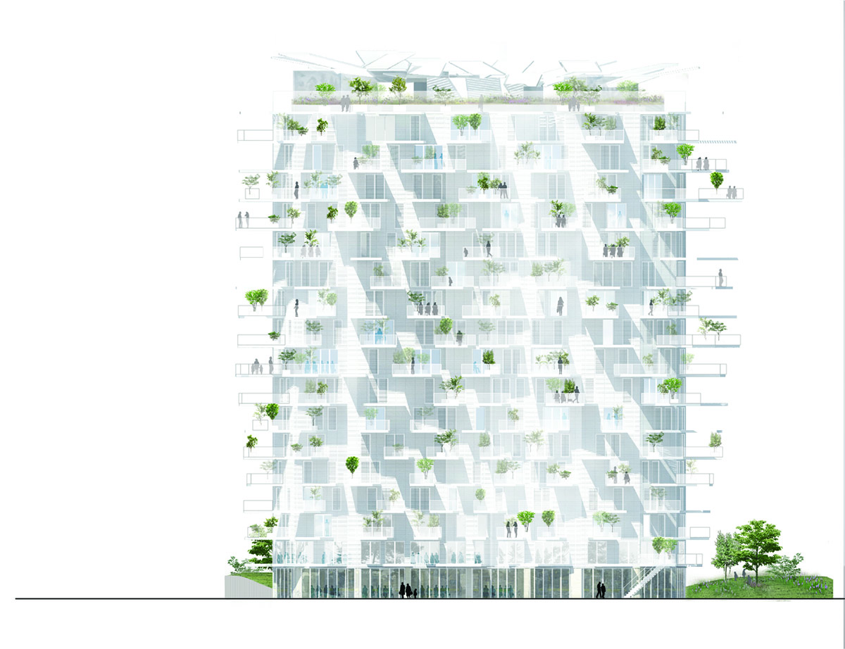 Sou Fujimoto built a tree-like residential tower with protruding balconies that branch off the trunk