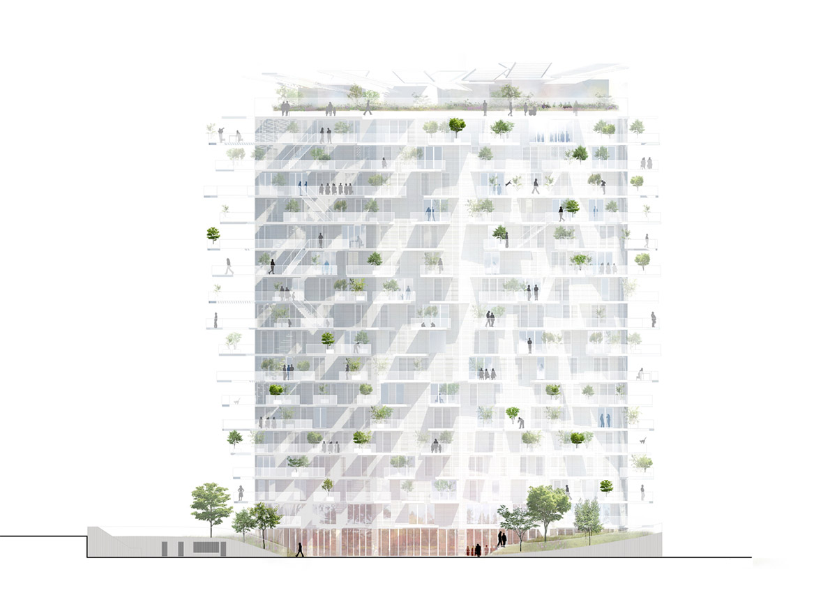 Sou Fujimoto built a tree-like residential tower with protruding balconies that branch off the trunk